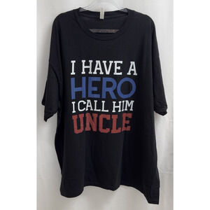 "Hero Uncle" Short Sleeve Crewneck T Shirt Black Men's Size 2XL